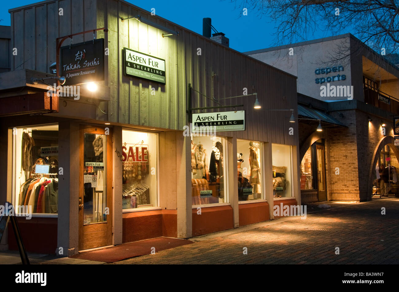 Aspen Pelz und aus Lammfell Shop, Aspen, Colorado. Stockfoto