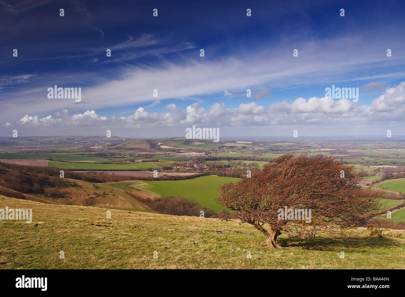 South Downs - östlich von Firle Radiosender Sussex Stockfoto