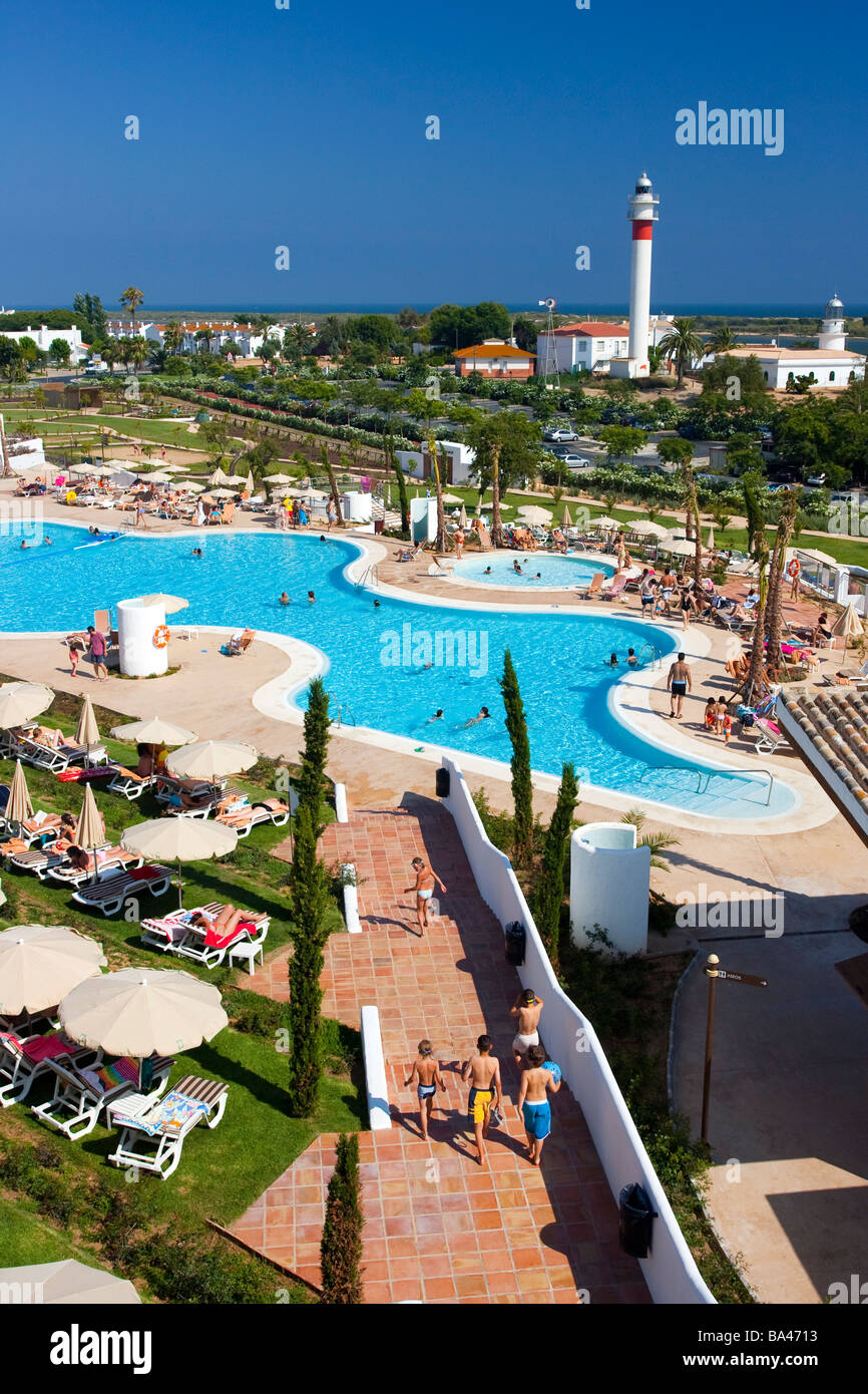 Hotel Fuerte Und Der Leuchtturm Stadt Von El Rompido Wirten Cartaya Provinz Huelva Autonomen Gemeinschaft Andalusien Stockfotografie Alamy