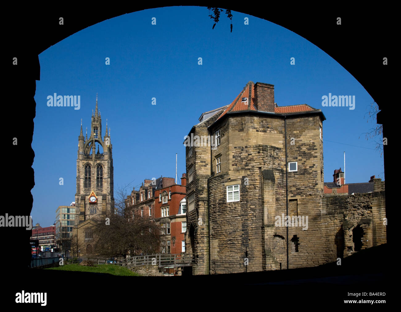 Torhaus schloss und St. Nikolaus-Kathedrale, Newcastle Upon Tyne, Gateshead, England Stockfoto