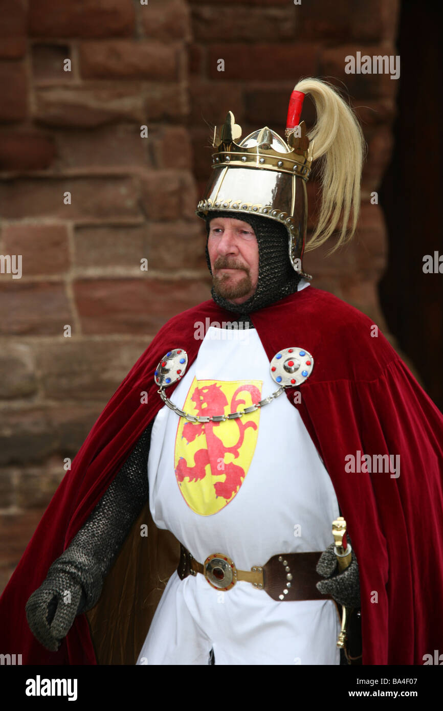 Robert the Bruce, König von Schottland, Homecoming Unabhängigkeit Event kostümierten Figuren an der Re-enactment der Erklärung von Arbroath, Angus, Großbritannien Stockfoto