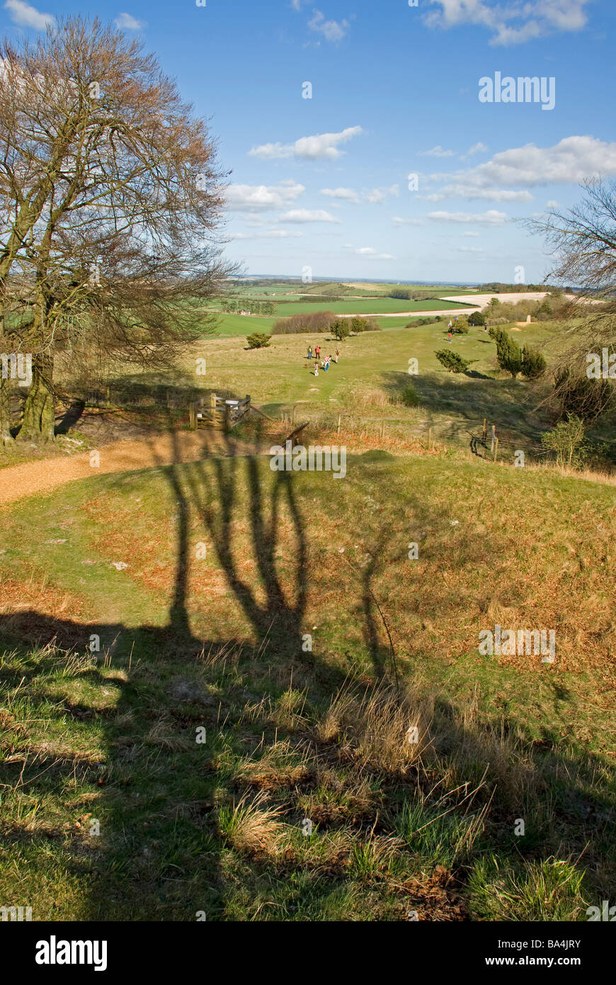 Danebury Ringe Eingang Blick auf Landschaft. Stockfoto