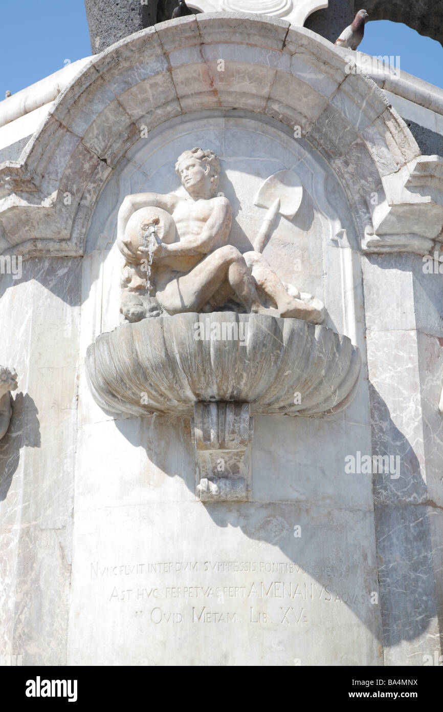 Detail der Fontana dell'Elefante, Piazza Duomo, Catania, Sizilien, Italien Stockfoto