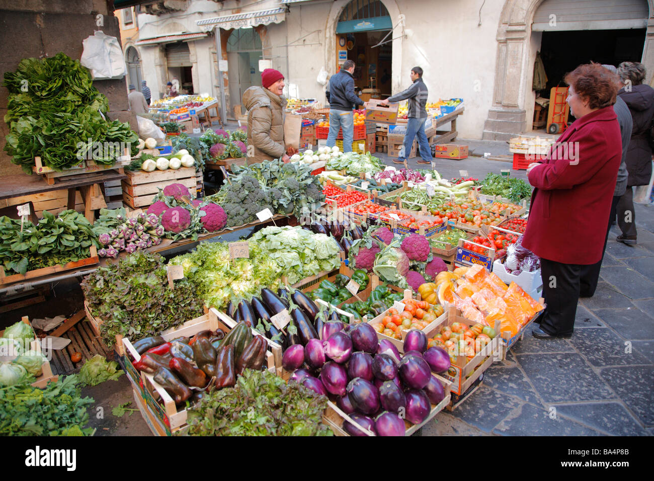 Markt, Piazza Duomo, Catania, Sizilien, Italien Stockfoto