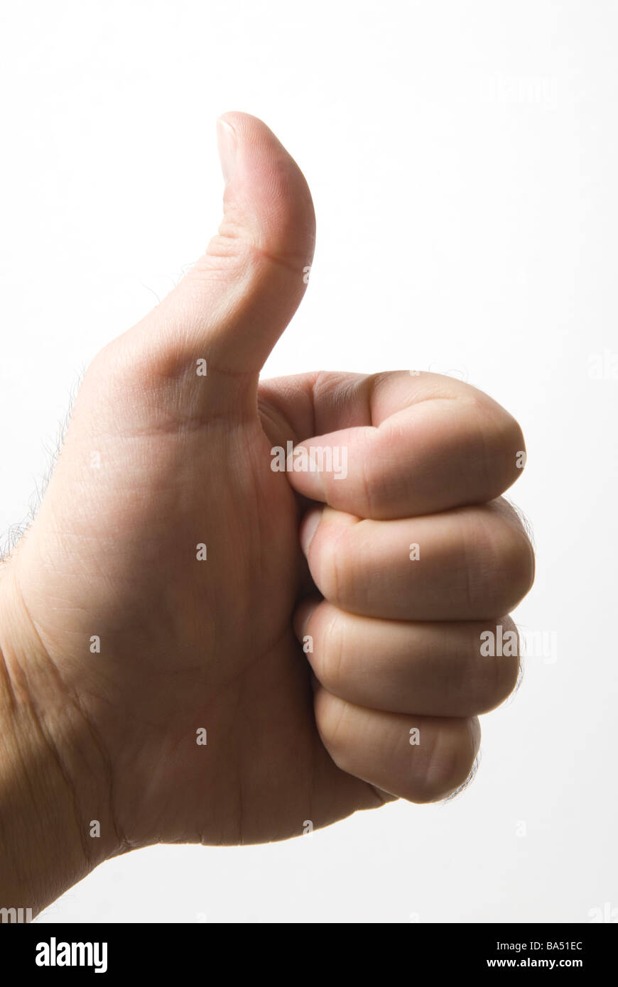 Hand-Daumen hoch Zeichen Stockfoto