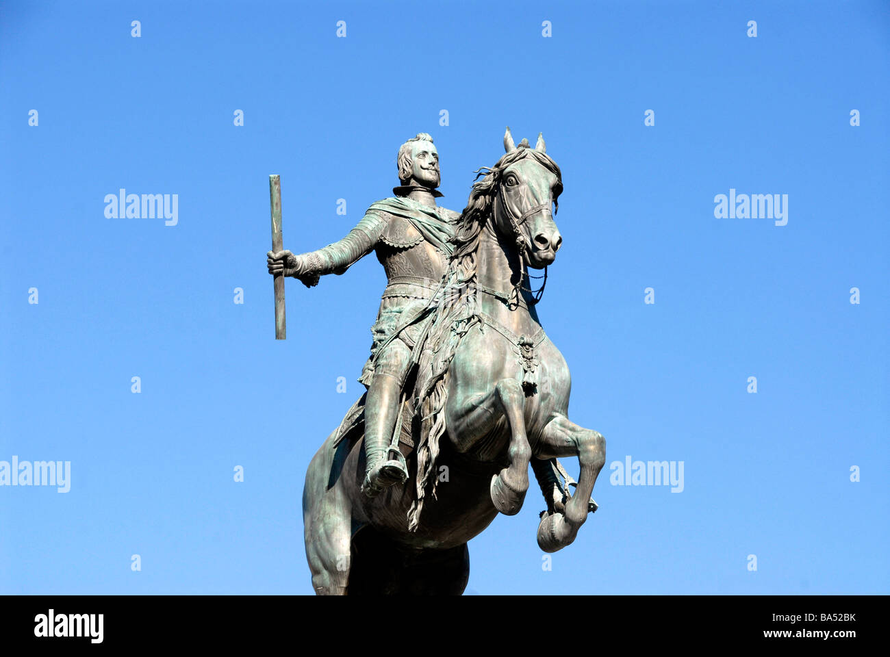 Philippe IV Statue von Pietro Tacca, 17. Jahrhundert, Oriente quadratisch, Madrid, Spanien Stockfoto