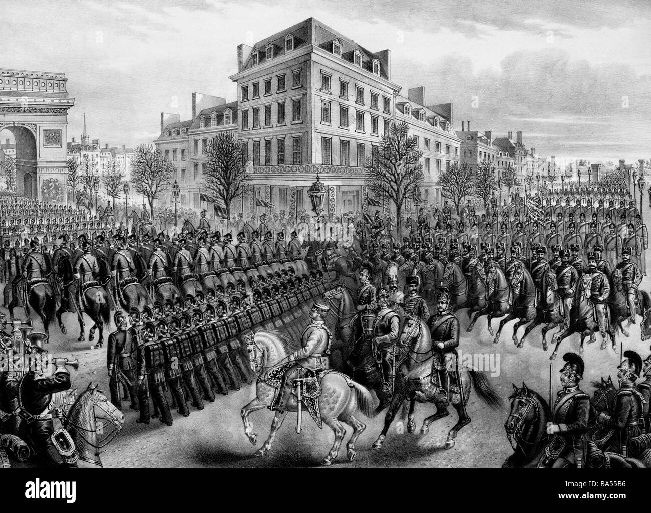 Triumphaler Einzug in Paris von der deutschen Armee Stockfoto