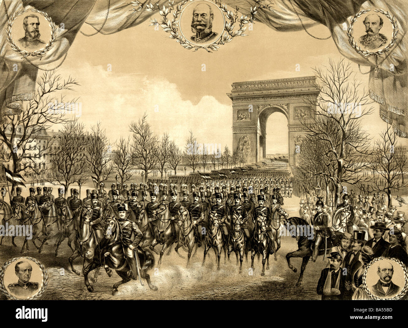 Triumphaler Einzug in Paris von der deutschen Armee Stockfoto