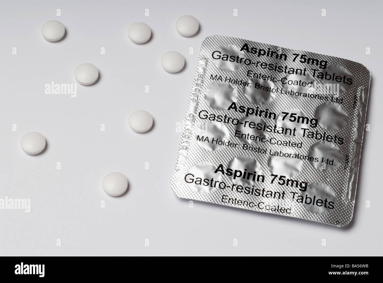 Paket von Brunel Healthcare Aspirin-Tabletten Stockfoto