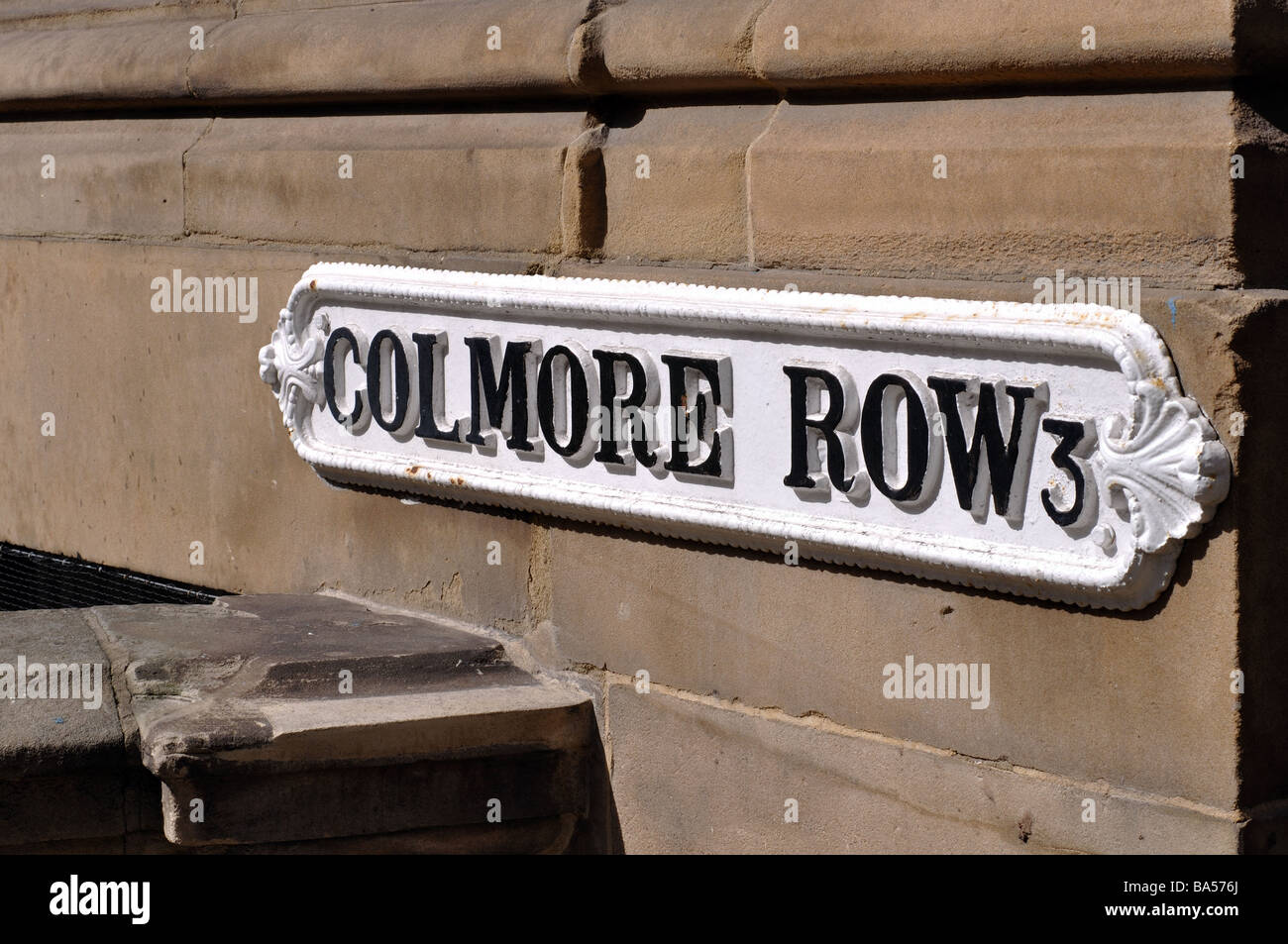 Colmore Reihe Straßenschild, Stadtzentrum von Birmingham, UK Stockfoto