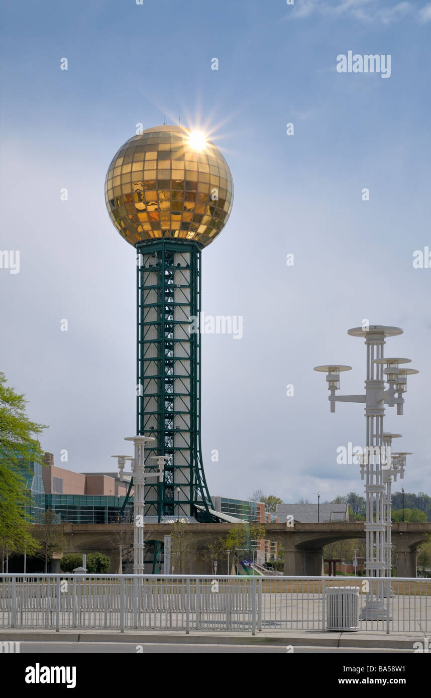 Die Sunsphere in Knoxville, Tennessee, USA. Das Thema der Weltausstellung 1982.  Foto von Darrell Young. Stockfoto