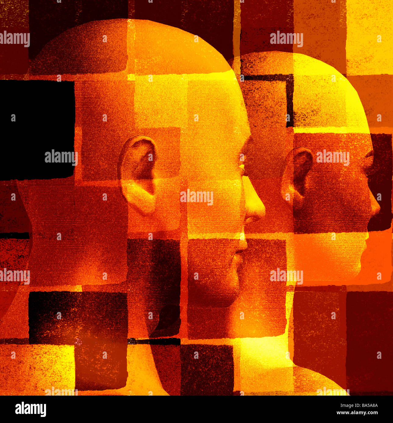 Futuristische paar und geometrische Muster. computergenerierte 3D-Illustration Stockfoto