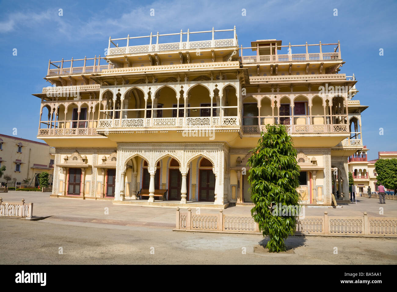 Mubarak Mahal, Empfangshalle, Sawai Mann Singh Museum, im Stadtschloss, Jaipur, Rajasthan, Indien Stockfoto