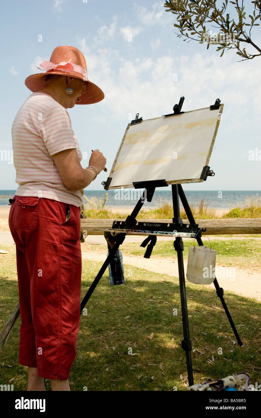 Artist bei Ricketts Point, Port Phillip Bay, Melbourne, Australien Stockfoto