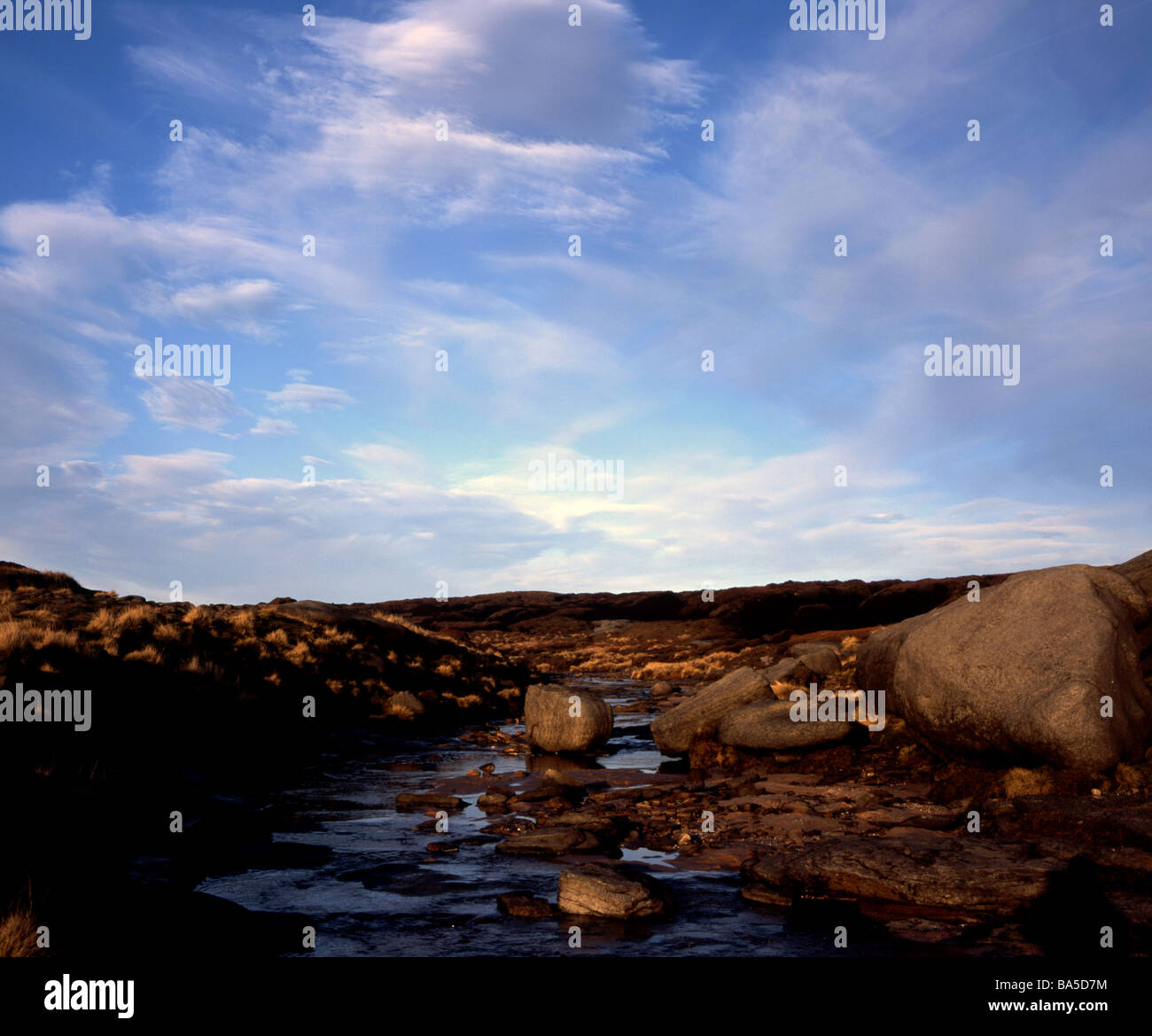 Fluss Kinder Kinder Downfall, Kinder Scout, Peak District National Park, Derbyshire, England Stockfoto