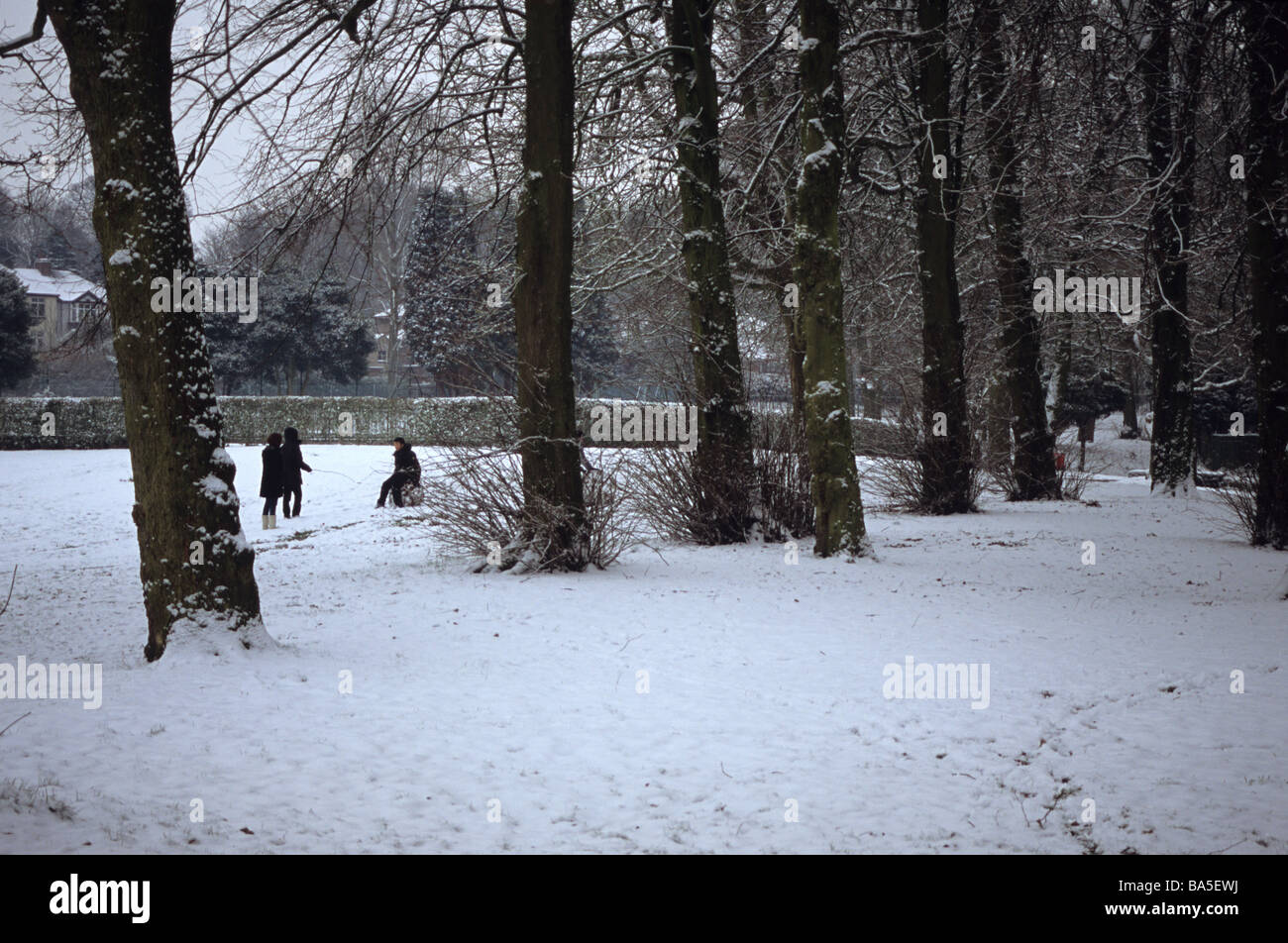 Clough Hall Park in der Nähe von Kidsgrove im Schnee Stockfoto