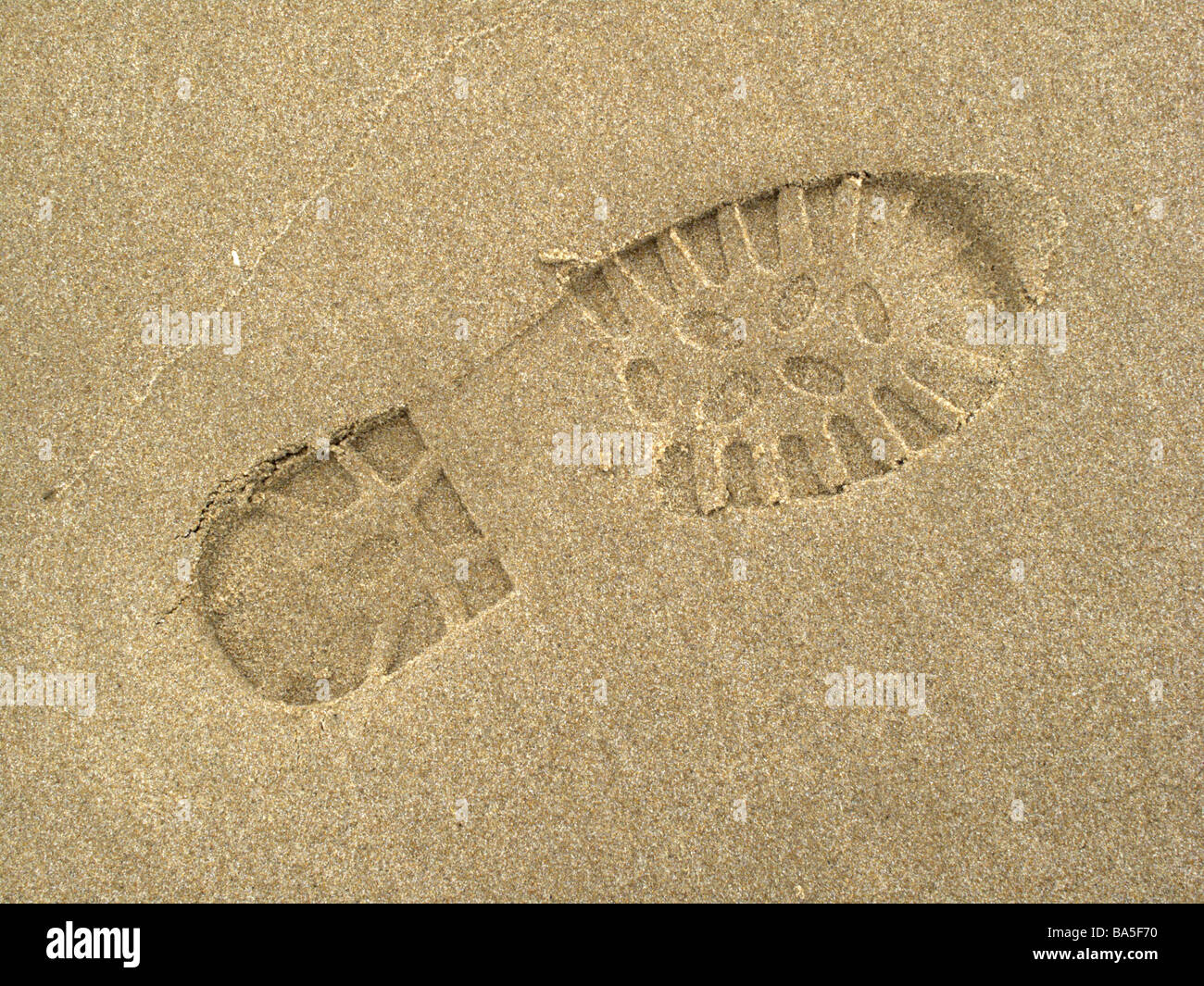 Boot-Fußspuren im Sand Schottland Stockfoto