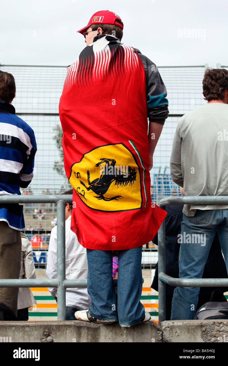 Ferrari-fan auf der 2009 Australian Grand Prix, Albert Park, Melbourne Stockfoto