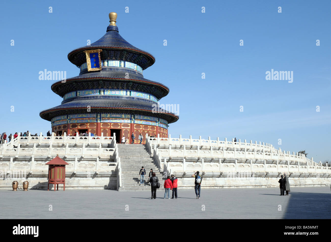 Qinian Dian (Halle des Gebets für gute Ernten) am Tempel des Himmels (oder Altar des Himmels), Beijing, China. Stockfoto