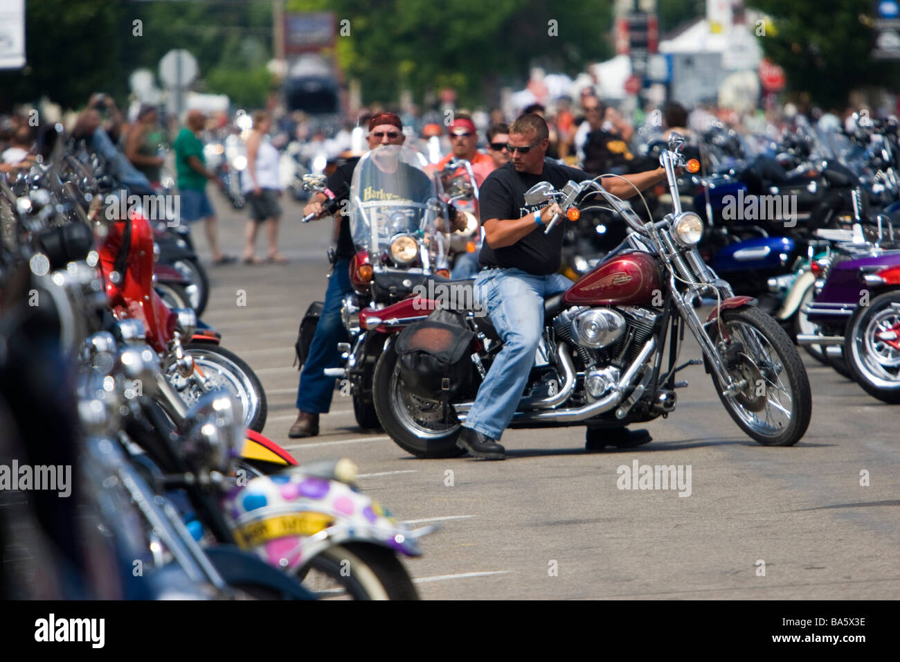 Parkplatz Motorrad jährliche Sturgis Rally South Dakota USA Stockfoto