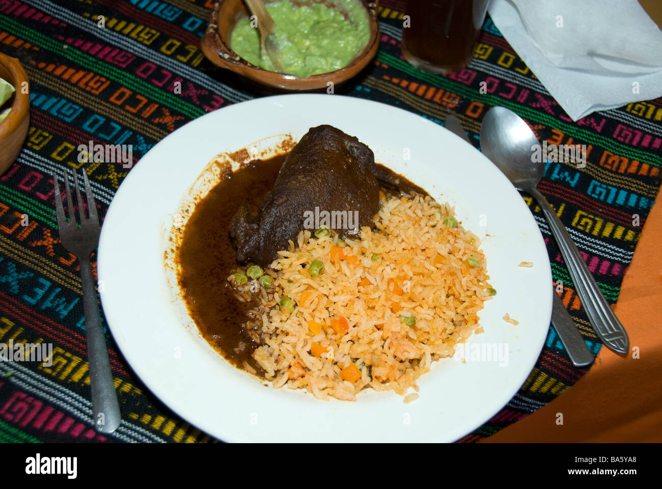 Mexikanische Küche, Fleisch in Schokoladensauce Stockfoto