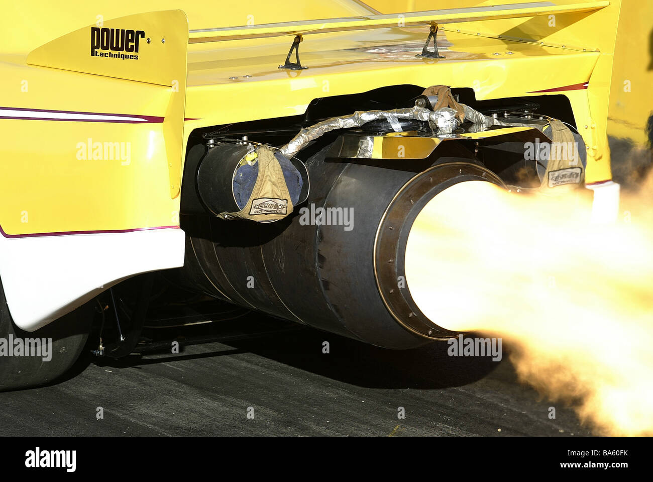 Automobilclubs Drag-Racing-Dragster Heck-Ansicht detail Turbine-Ray keine Eigenschaft Version Sport auto motor Auto-Rennen Rennsport Fahrzeug Stockfoto