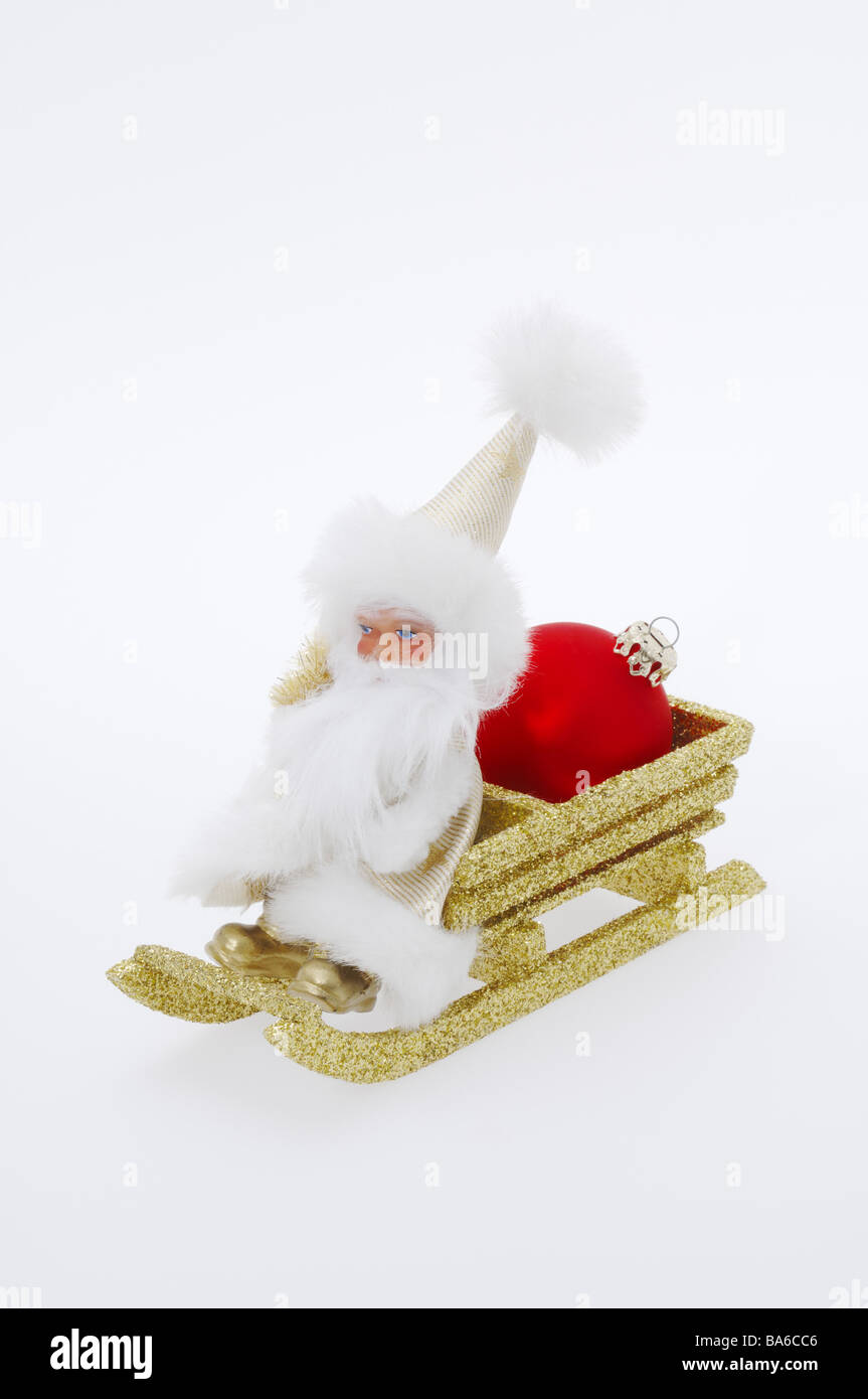 Figur Weihnachtsmann Schlitten Christian-Baum-Kugel Kugel Glas Kugel Dekokugel Rot Weihnachten-Figur Dekoration Weihnachten-wie Stockfoto