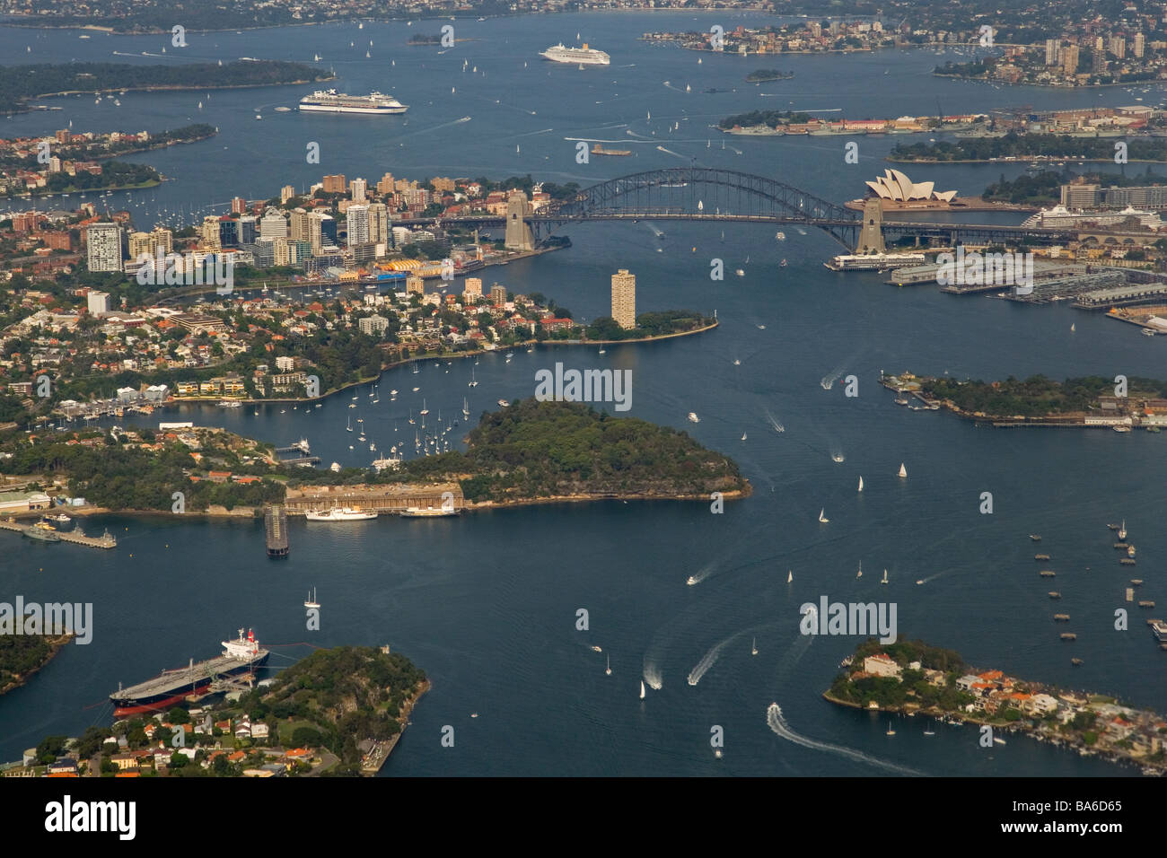 Sydney Harbour Australien Luftbild Stockfoto