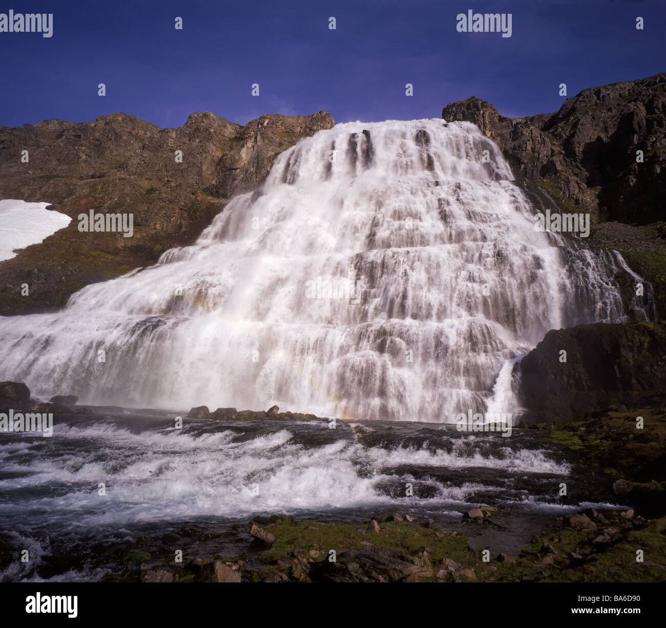 Dynjandifoss Wasserfall, Westfjorde, Island Stockfoto