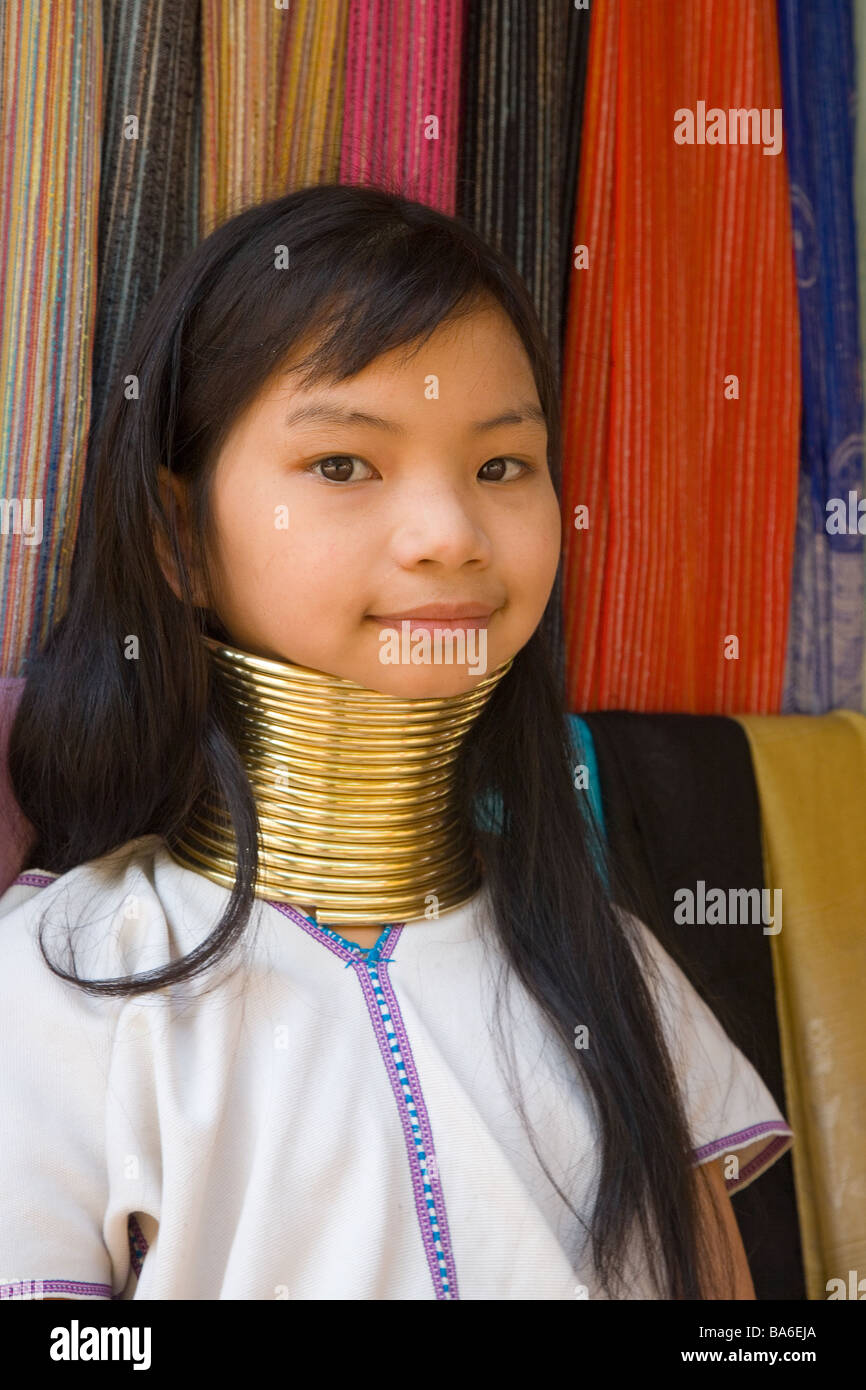 Lange necked Frauen Thailand Stockfoto