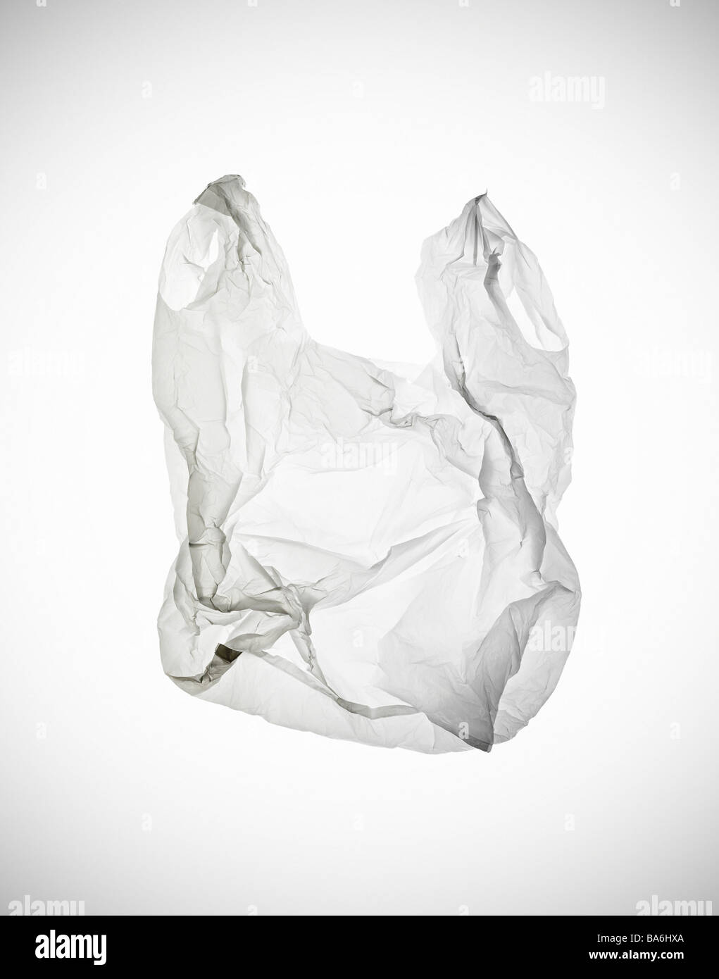 Weiße Plastiktüte auf Vignette Hintergrund Stockfoto