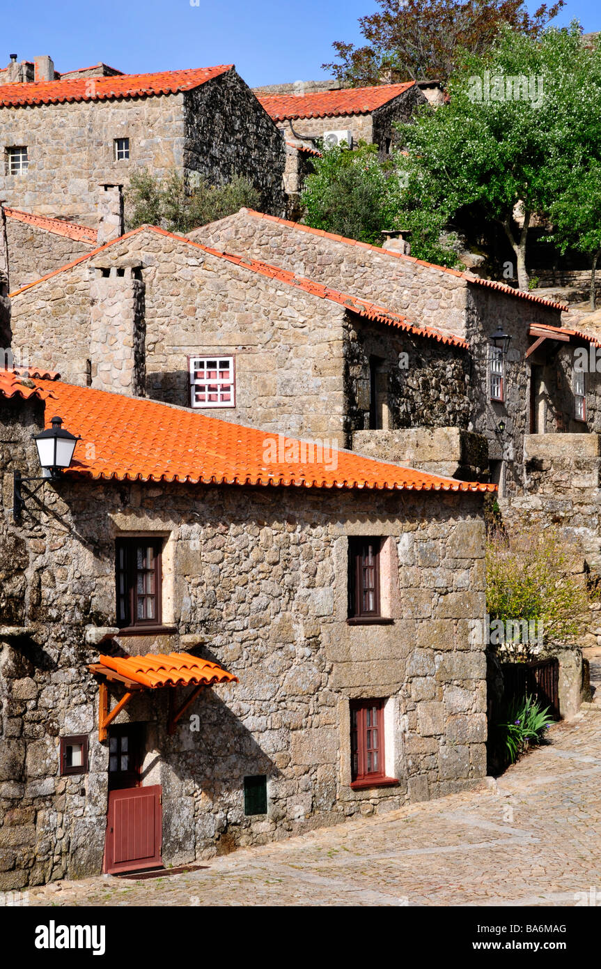 Typische Granit Häuser, historische Dorf von Sortelha, Portugal. Stockfoto