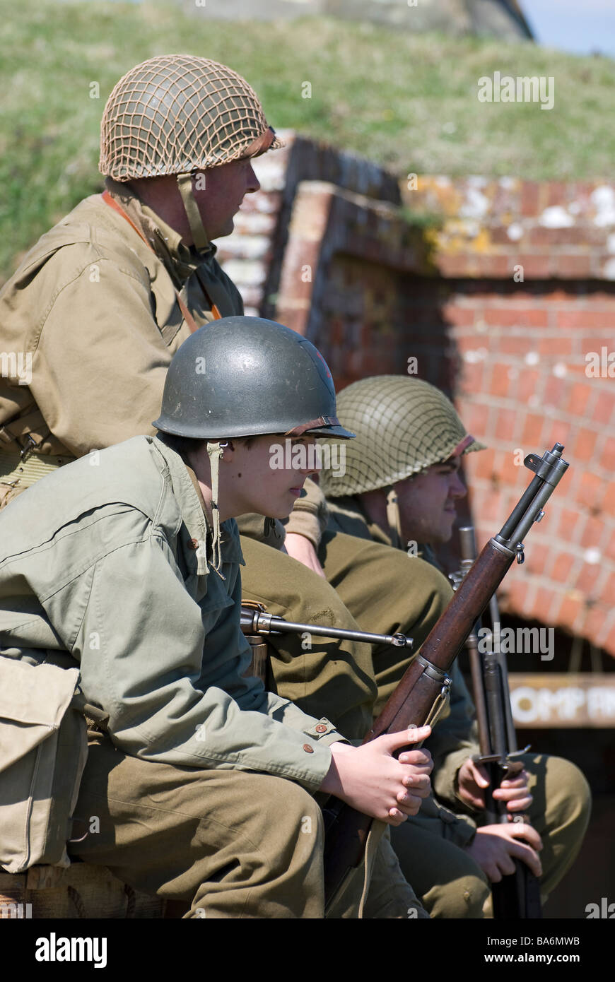 amerikanische Soldaten im 2. Weltkrieg Reenactment im Fort Nelson, hampshire Stockfoto