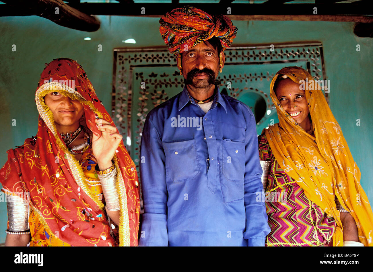 Indien, Rajasthan State Tonk Bereich, Rajput Familie Stockfoto