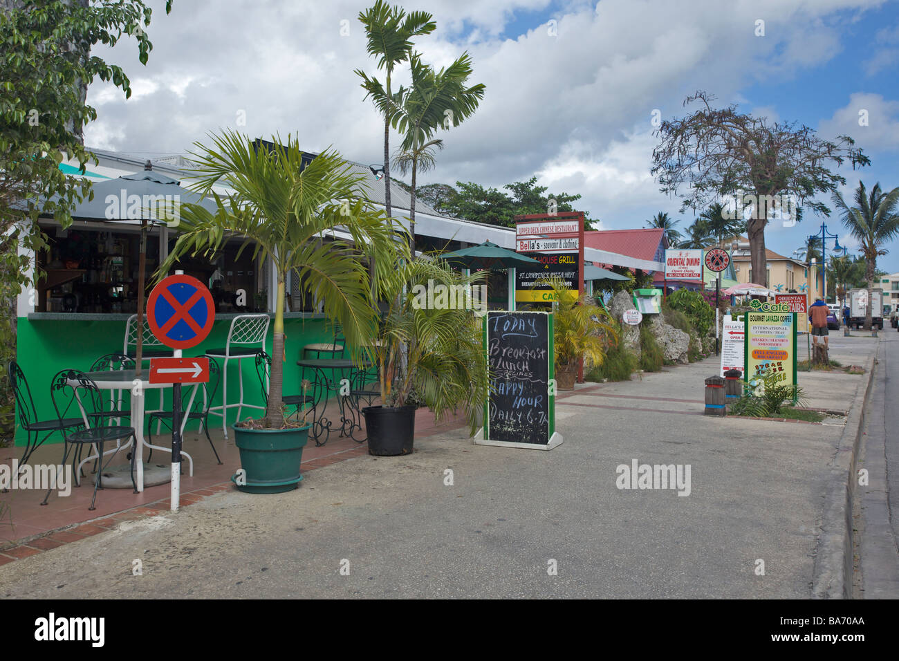 Restaurants in St. Lawrence Gap, Barbados, "West Indies" Stockfoto