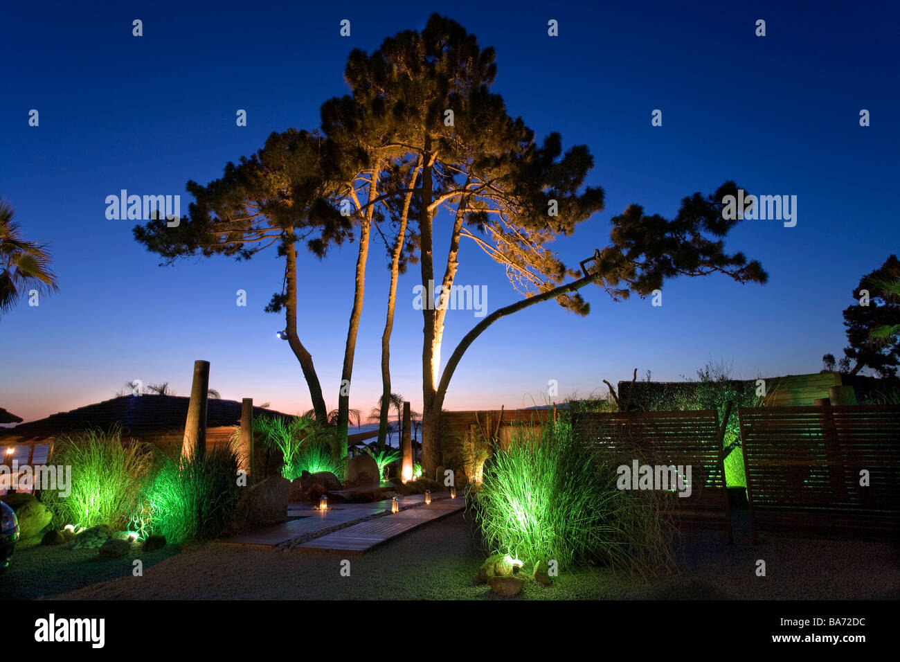 Frankreich, Corse du Sud, Coti Chiavari, Mare et Sole Strand, La Pineta straw Hut Restaurant of Johann Carta Stockfoto