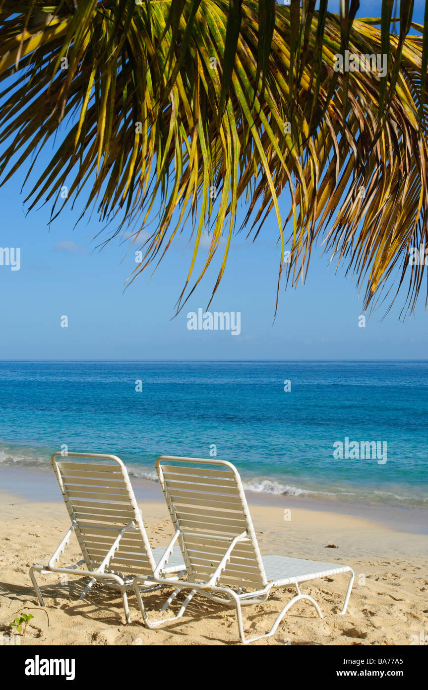 Strandkörbe am Grand Anse Beach Grenada Stockfoto