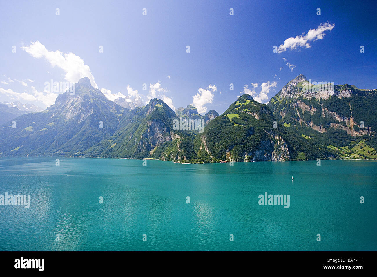 Schweiz-Kanton Uri in der Nähe von Alto-Dorf Lake Lucerne Europa Ziel Tourismus Meer Landschaft Berge Berge Gipfel Stockfoto