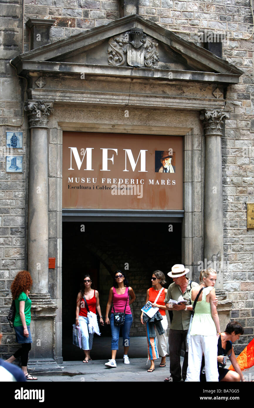 Eingang von Frederic Mares Museum, Barcelona, Katalonien, Spanien Stockfoto