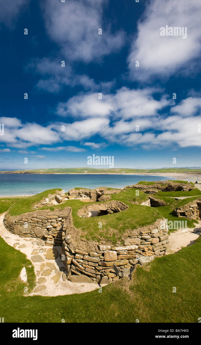 Steinzeit, Neolithikum, Siedlung Skara Brae, UNESCO-Welterbe, West Mainland, Orkney Inseln, Schottland, Großbritannien Stockfoto