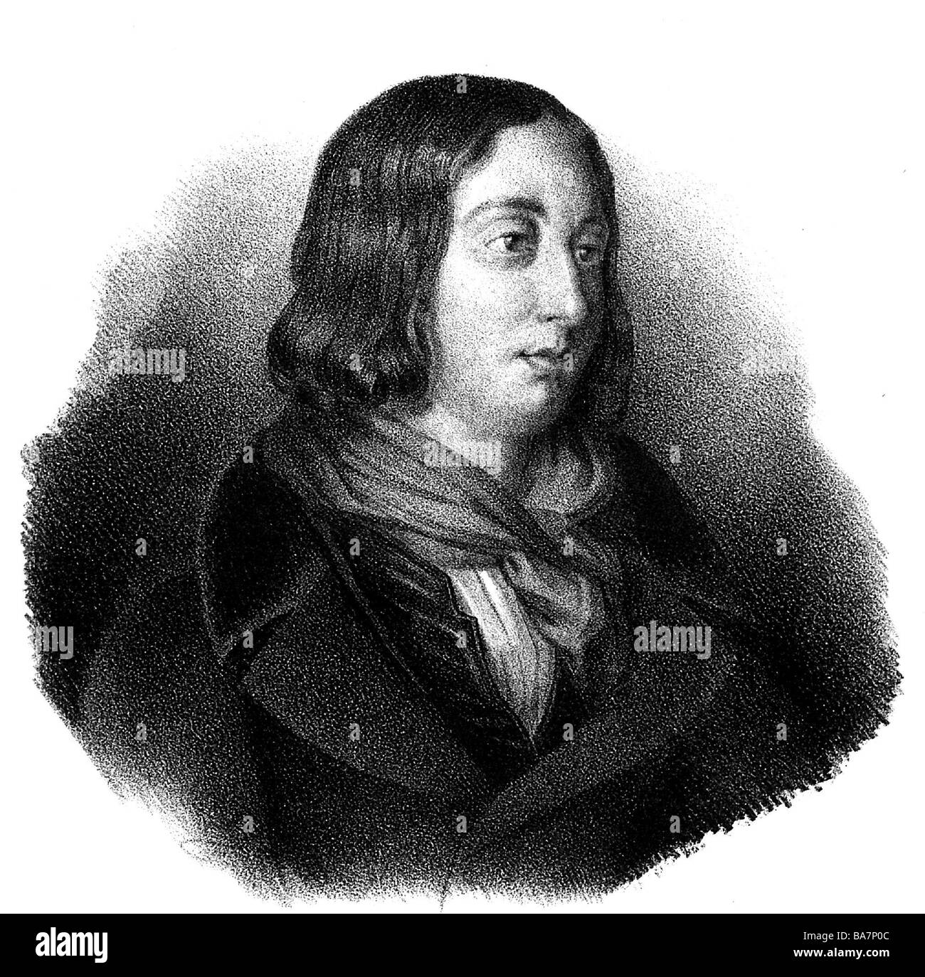 Sand, George (geboren als Aurore Dupin), 1.7.1804 - 8.6.1876, französischer Autor/Schriftsteller, Porträt, lithographisch, von Wenzel Pobuda (7-2.3), Stockfoto