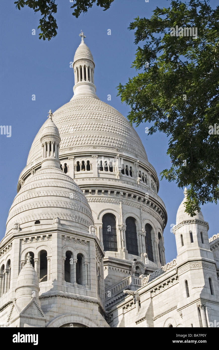 Frankreich Paris Montmartre Sacré-Coeur Detail Hauptstadt Anblick Wahrzeichen Stadtaufbau Basilika Sacre Coeur Kirche baut Stockfoto