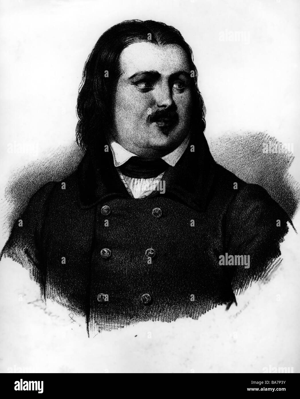Balzac, Honore de 20.5.1799 - 18.8.1850, französischer Autor/Schriftsteller, Porträt, lithograph, 19. Jahrhundert, Stockfoto