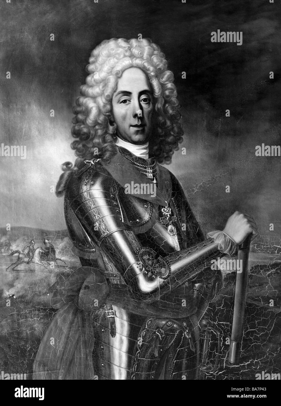 Eugene, 18.10.1663 - 21.4.1736, Fürst von Savoy-Carignan, Kaiserlicher General, halbe Länge, Gemälde von Louis Alexandre Lecert, ca. 1710, Schloss Nymphenburg, Stockfoto