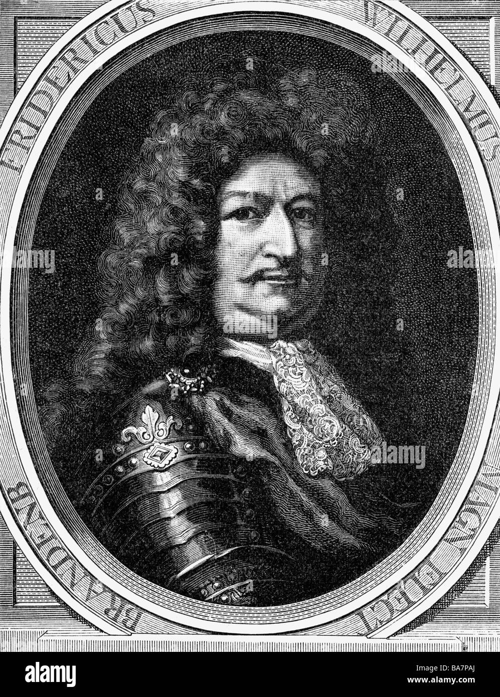 Friedrich Wilhelm, 16.2.1620 - 9.7.1688, 'Großer Kurfürst von Brandenburg 1.12.1640 - 9.5.1688, Porträt, Kupferstich, 17. Jahrhundert, Artist's Urheberrecht nicht gelöscht werden Stockfoto