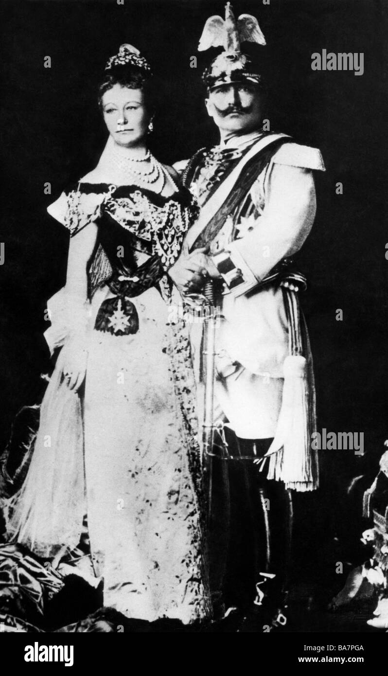 William II., 27.1.1859 - 4.6.1941, deutscher Kaiser 15.6.1888 - 9.11.1918, mit Ehefrau von Kaiserin Augusta Victoria, ca. 1892, Stockfoto