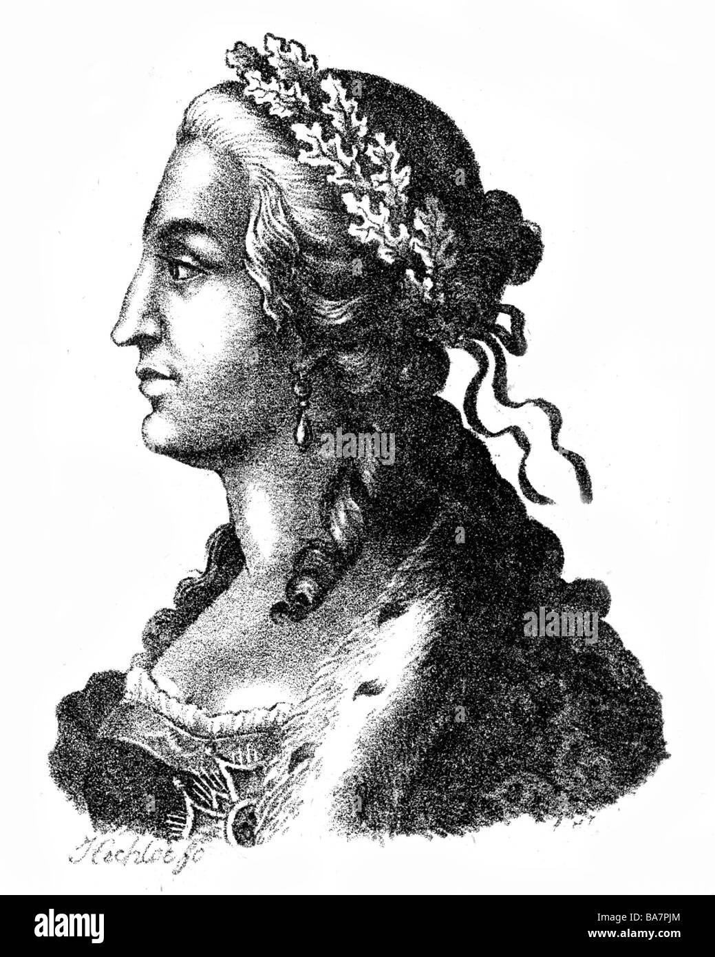 Katharina II. "Die Große", 2.5.1729 - 17.11.1796, Kaisersteinbruch von Russland 1762 - 1796, Porträt, Seitenansicht, lithographisch nach Hechler, 19. Jahrhundert, Stockfoto