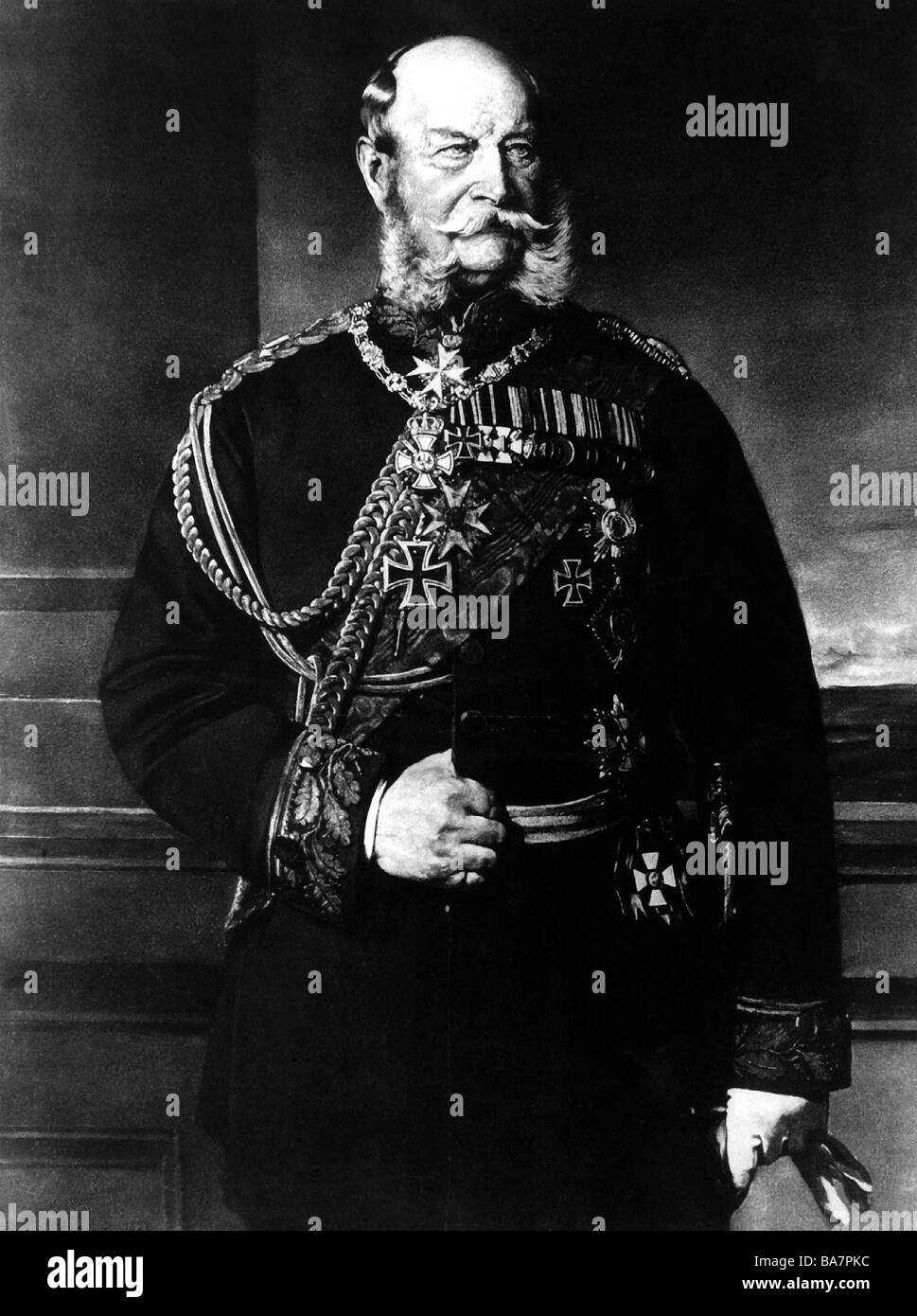 Wilhelm I., 22.3.913 - 9.3.1888-12, deutscher Kaiser, König von Preßburg, auf halber Länge, im Alter von 77 Jahren, nach dem Gemälde von H. von Angeli, Stockfoto