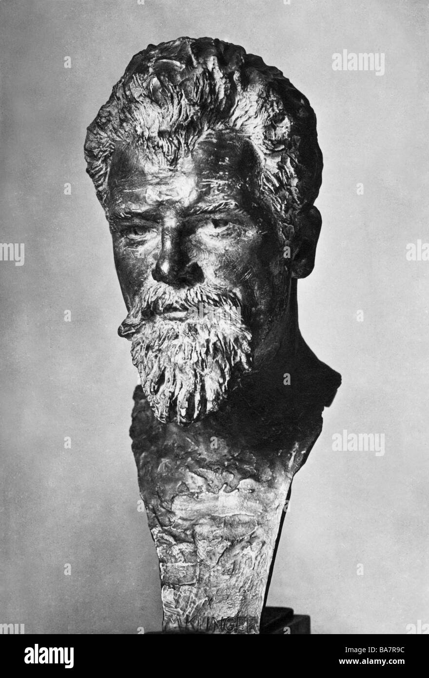Klinger, Max, 18.2.1857 - 4.7.1920, deutscher Maler, Bildhauer, Porträt, Büste von Carl Seffner, Stockfoto