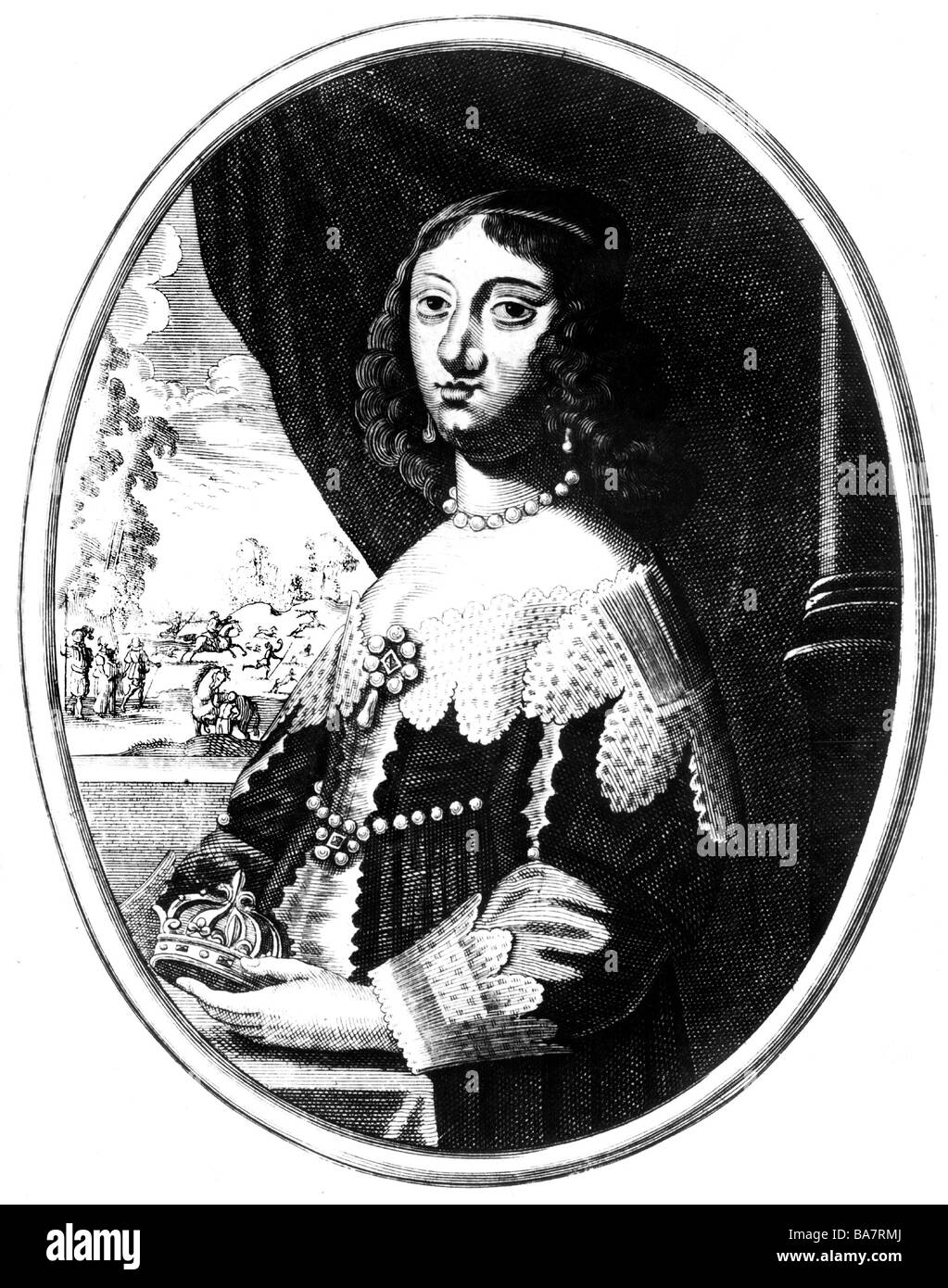 Anna von Österreich, 22.9.1601 - 20.1.1666, Königin von Frankreich seit 1615, die Ehefrau von Louis XIII, zeitgenössischer Kupferstich, Artist's Urheberrecht nicht gelöscht werden Stockfoto